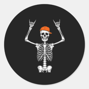 Adesivo Redondo Roker Skeleton Boné Skater Legal Halloween Punk Ro