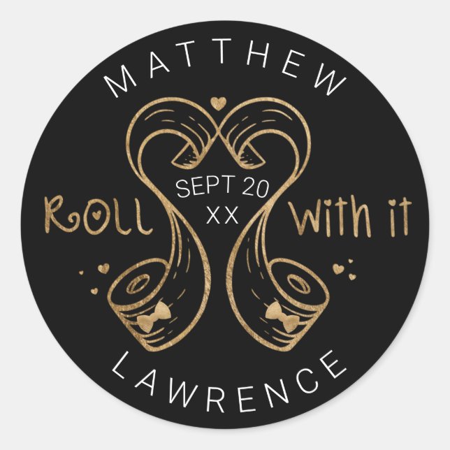 Adesivo Redondo Rolar com o papel Dourado da ferramenta LGBTQ Econ (Frente)