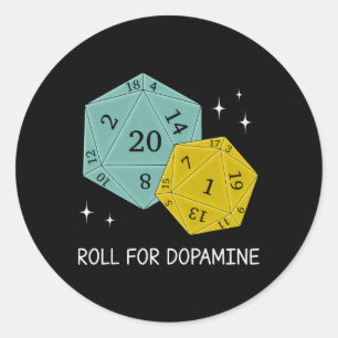 Adesivo Redondo Rolar Por Dopamina Dnd Neurodiversidade D20 Dados
