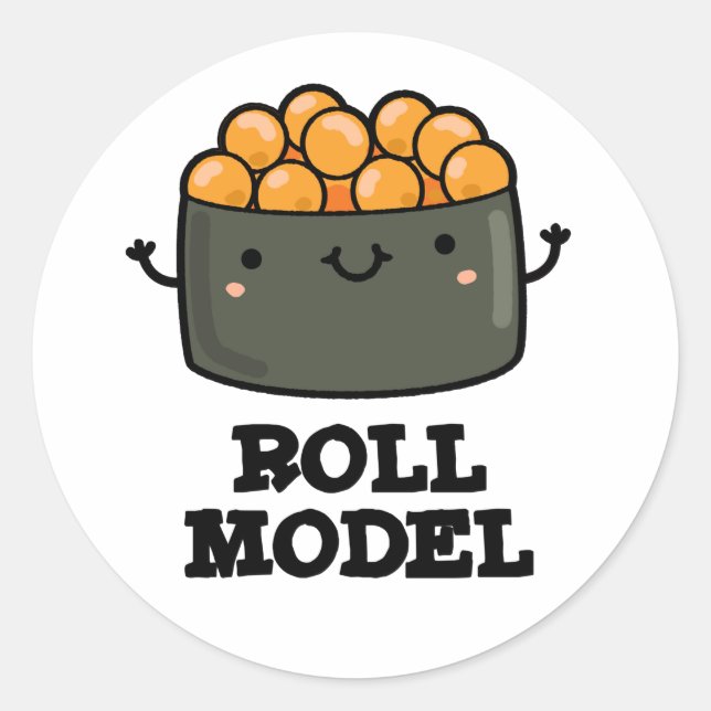 Adesivo Redondo Roll Modelo Funny Comida Sushi Roll Pun (Frente)