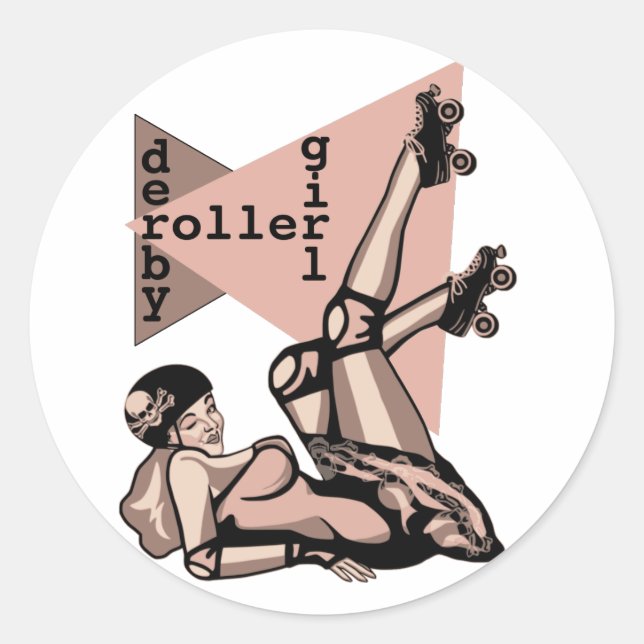 Adesivo Redondo roller derby girl pin (Frente)