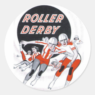 Adesivo Redondo Roller Derby Vintage Program