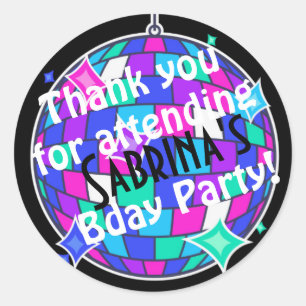 Adesivo Redondo Roller Skating Dance Party Obrigado Sticker