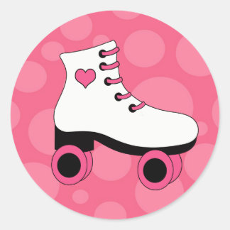 Adesivo Redondo Roller Skating Heart Girls Stickers
