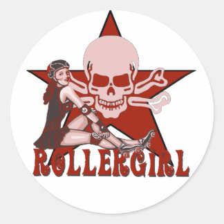 Adesivo Redondo rollergirl pin up diva