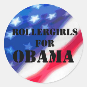 Adesivo Redondo Rollergirls para Obama - estêncil & bandeira