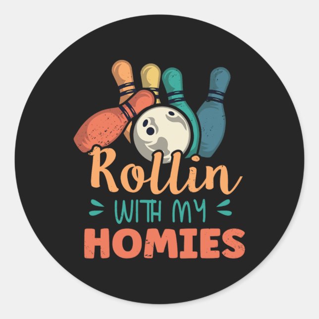 Adesivo Redondo Rollin com minha Boliche 2 (Frente)