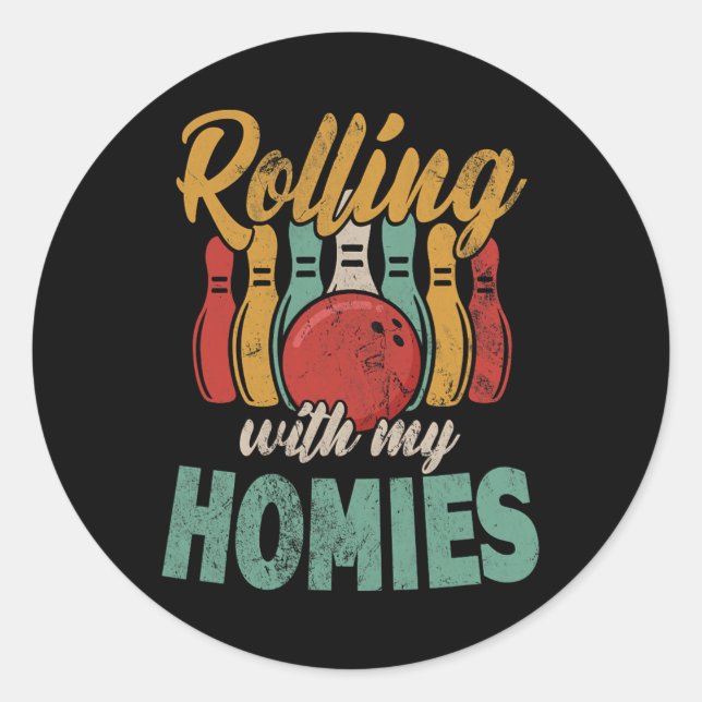 Adesivo Redondo Rollin com minha Boliche 4. (Frente)