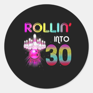 Adesivo Redondo Rollin para 30 30 de Festa de aniversário Birthda