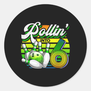 Adesivo Redondo Rollin' para 6 Parte de Aniversário da 6 da Bola d