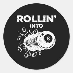 Adesivo Redondo Rollin para 8 Billiards 8 Aniversário Flaming Bill