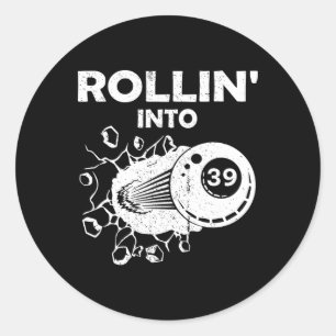 Adesivo Redondo Rollin para &#; Billiards &#; o Aniversário