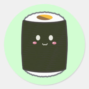 Adesivo Redondo Rolo de sushi de Kawaii