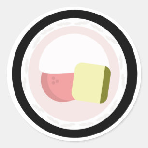 Adesivo Redondo Rolo de Sushi Salmão Cream Cheese Abacate