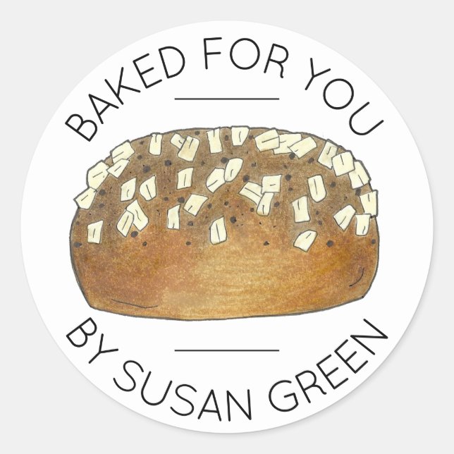 Adesivo Redondo Rolos de Janto de Pão Homemade Feitos Por (Frente)