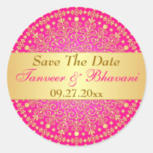 Adesivo Redondo Rolos Dourados cor-de-rosa intrincados, pontos que