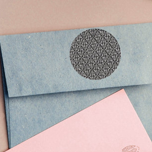 Adesivo Redondo Rolos pretos do rico do branco no teste padrão do