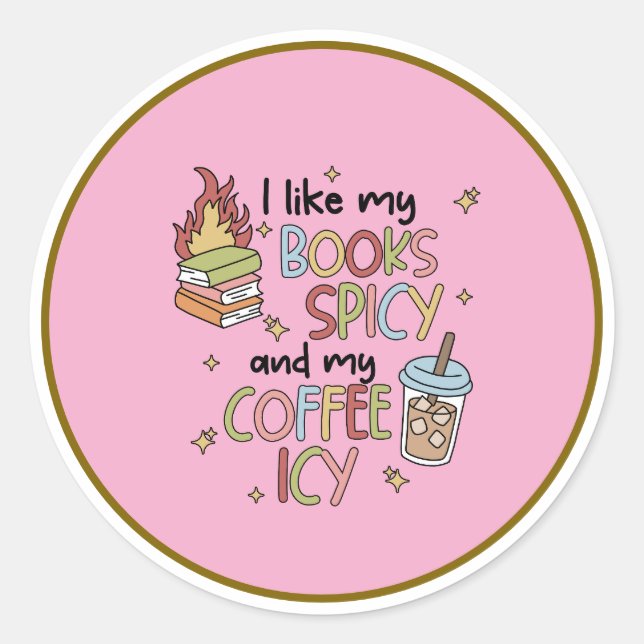 Adesivo Redondo Romance books and coffee sticker (Frente)