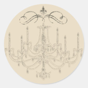 Adesivo Redondo Romance com um Casamento com um Chandelier ~ 20 St