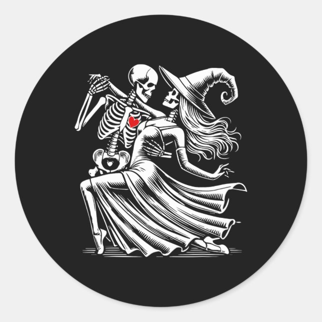 Adesivo Redondo Romance Dance Com Bruxa (Frente)