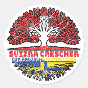 Adesivo Redondo Romanen Rätoromanisch Graubündisch Graubünden Baum