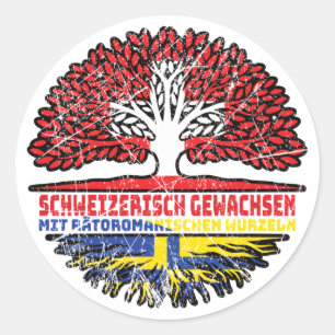 Adesivo Redondo Romanen Rätoromanisch Graubündisch Graubünden Baum