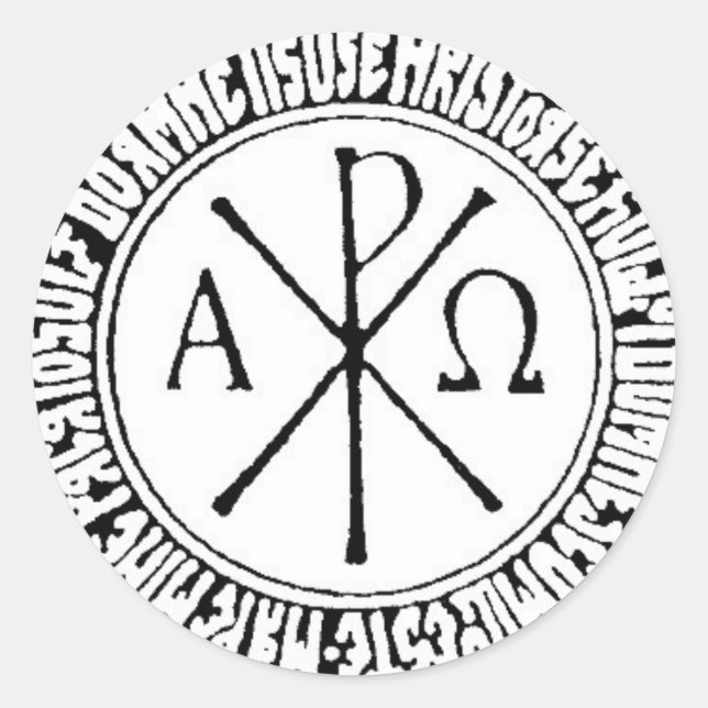 Adesivo Redondo Romanian Christogram com oração de Jesus (Frente)