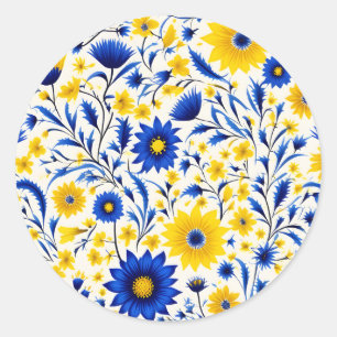 Adesivo Redondo Romanichel Cornflower Blue e Amarelo
