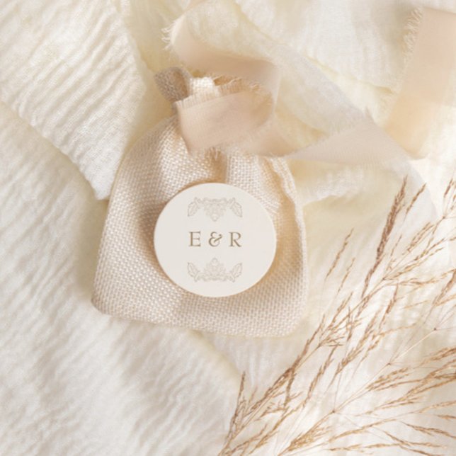 Adesivo Redondo Romantic Baroque Ornate Frame Wedding (Criador carregado)