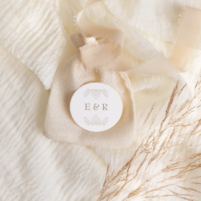 Adesivo Redondo Romantic Baroque Ornate Frame Wedding (Criador carregado)