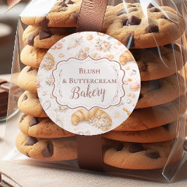 Adesivo Redondo Romantic Blush Croissant Bakery Business