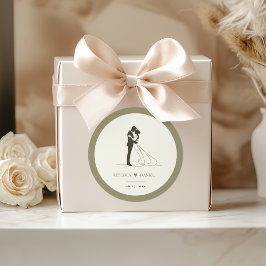 Adesivo Redondo Romantic Couple Silhouette Wedding Sticker Seal