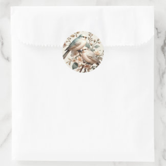 Adesivo Redondo Romantic Floral LoveBird Mini Round Envelope Seal 