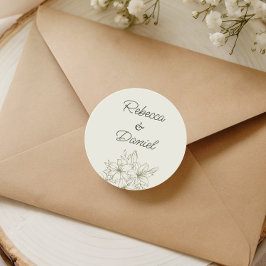 Adesivo Redondo Romantic Floral Wedding Envelope Seal Sticker