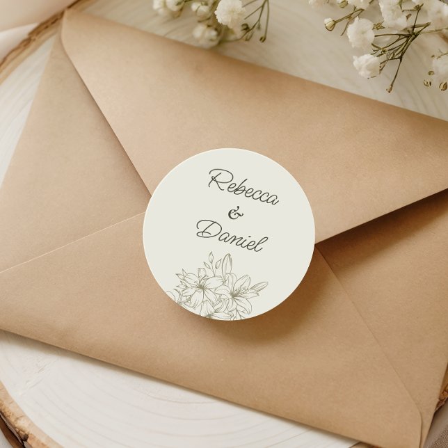 Adesivo Redondo Romantic Floral Wedding Envelope Seal Sticker (Criador carregado)
