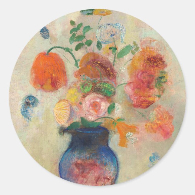 Adesivo Redondo Romantic Flower Vase - Odilon Redon (Frente)