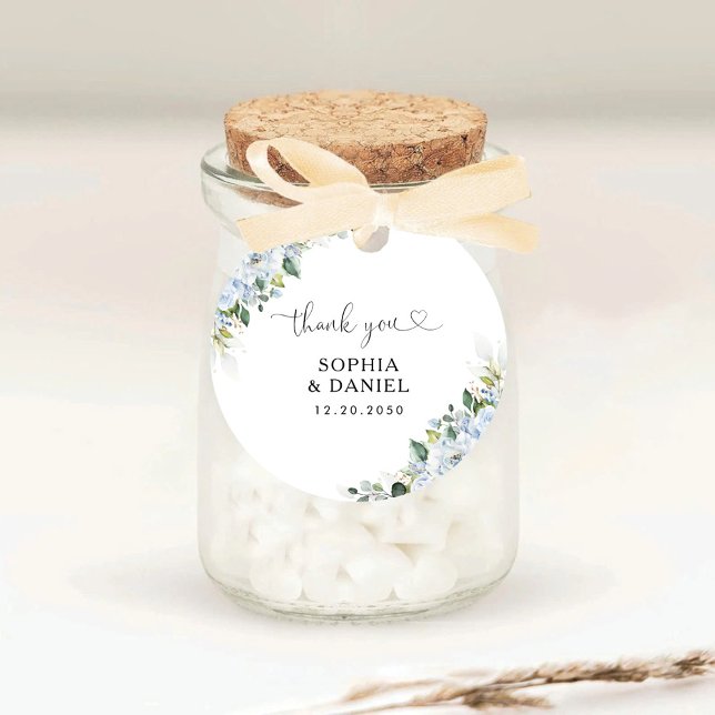 Adesivo Redondo  Romantic Light Blue Floral Wedding  (Criador carregado)