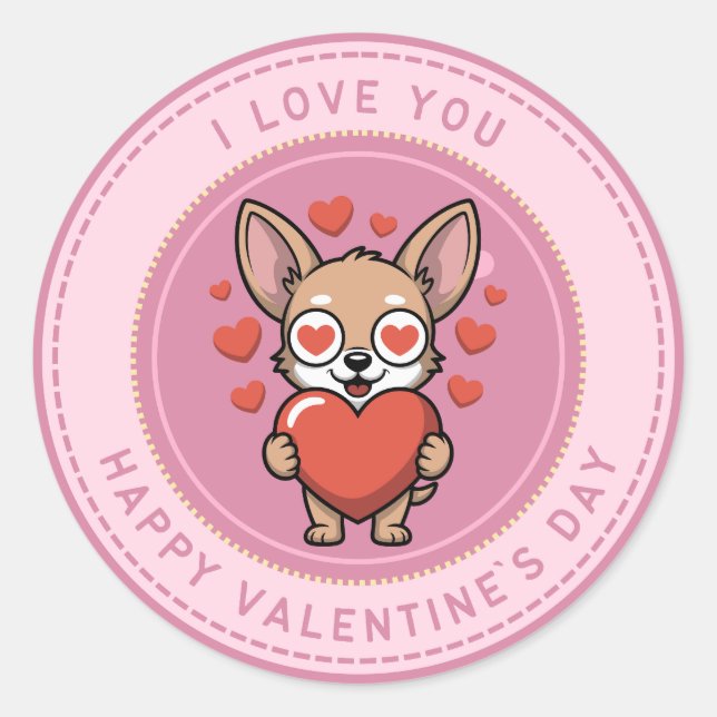 Adesivo Redondo Romantic Love Sticker for Valentine’s Day (Frente)