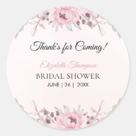 Adesivo Redondo Romantic Pink Floral Bridal Shower