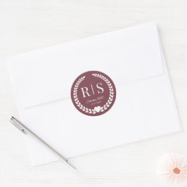 Adesivo Redondo Romantic Rosewood Wedding Monogram Initials