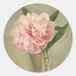 Adesivo Redondo Romantic soft pink peony in vase
