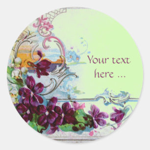 ADESIVO REDONDO ROMANTICA /ELEGANT /PANSIES FLORAL E SNOWDROPS