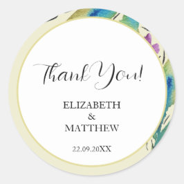 Adesivo Redondo Romântica Elegante Flores Selvagens Roxas Aquarela