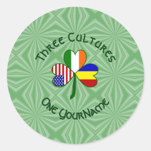 Adesivo Redondo Romênia Irlanda EUA Shamrock Flag Personalizado