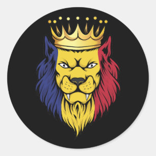 Adesivo Redondo Romênia Lion King Flag