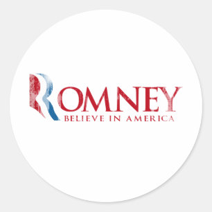Adesivo Redondo Romney - acredite em América (vermelha)