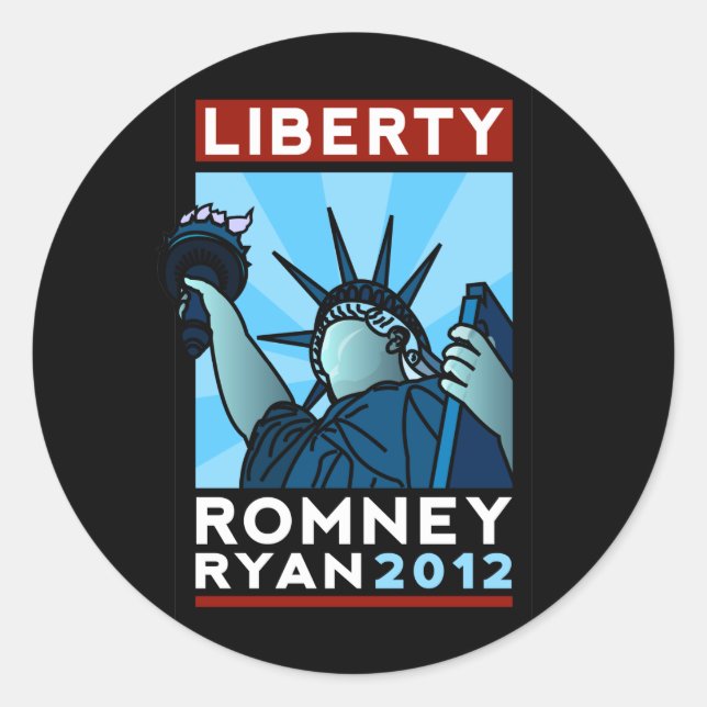Adesivo Redondo Romney Ryan Liberty (Frente)