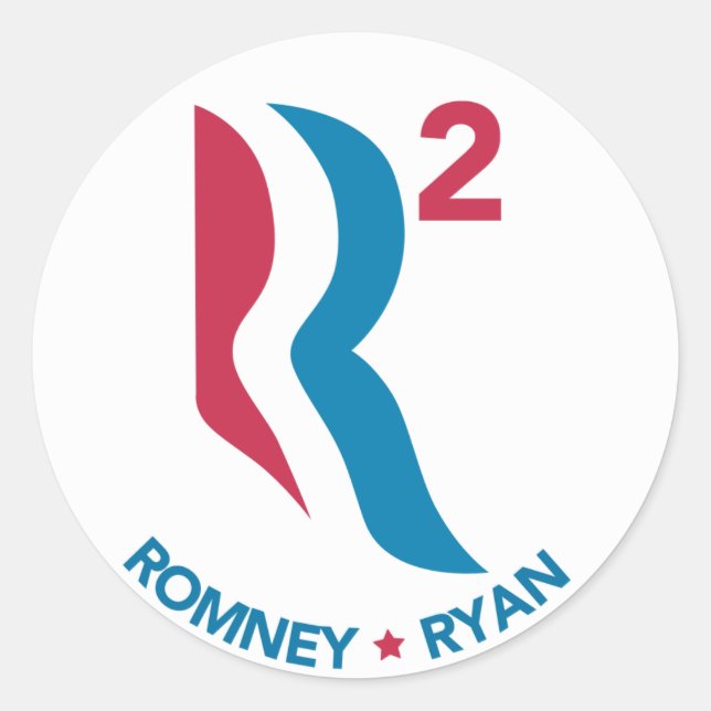 Adesivo Redondo Romney Ryan R Squared (Frente)