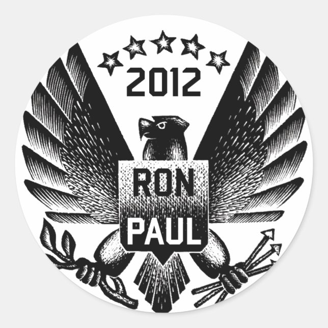 Adesivo Redondo Ron Paul 2012 Black Eagle (Frente)