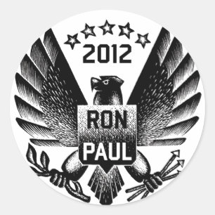 Adesivo Redondo Ron Paul 2012 Eagle preto
